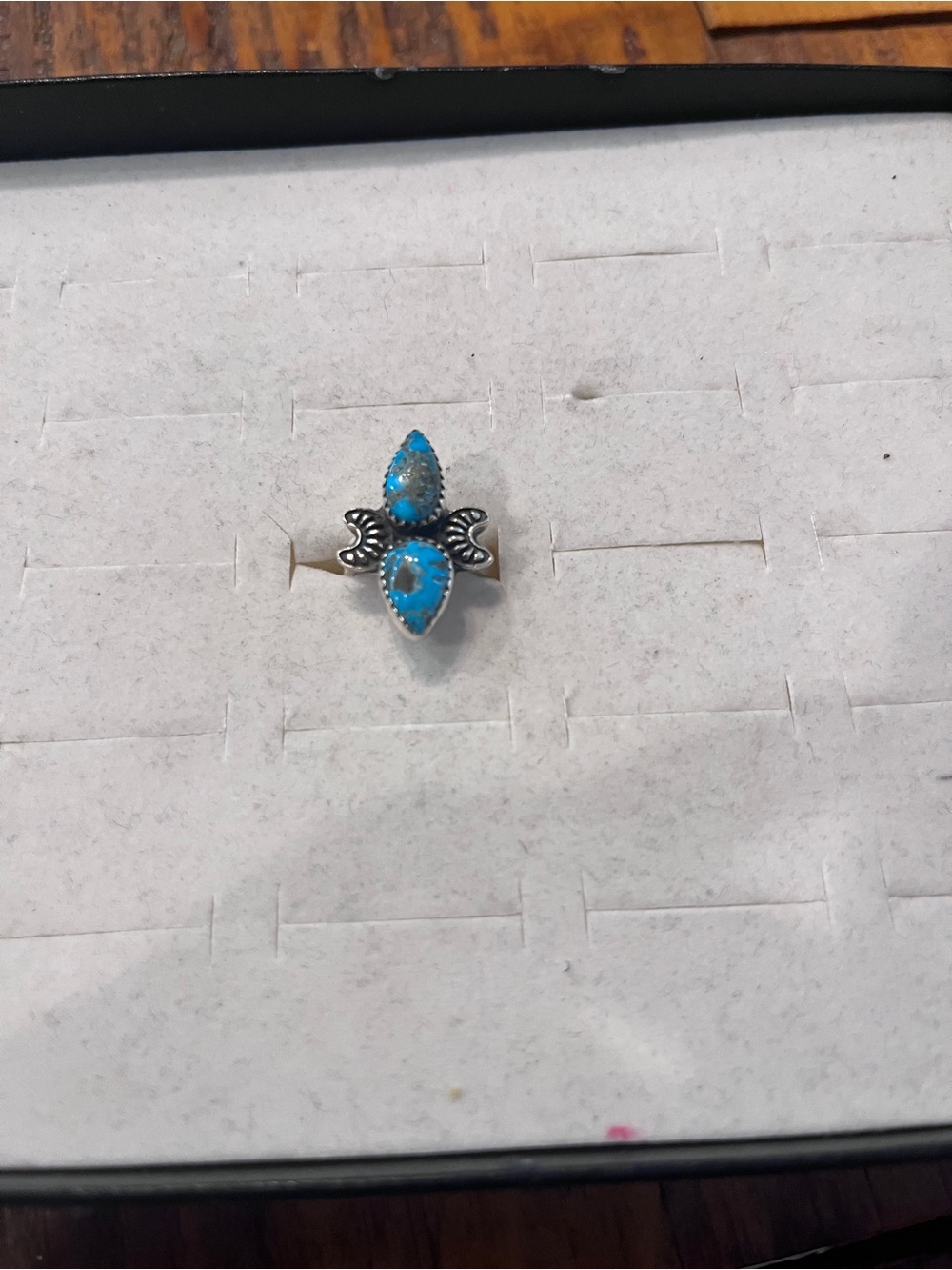 Kingman Turquoise Teardrop Sterling Ring